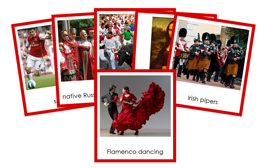 Culture of Europe 3-Part Cards (color-coded) by Montessori Print Shop