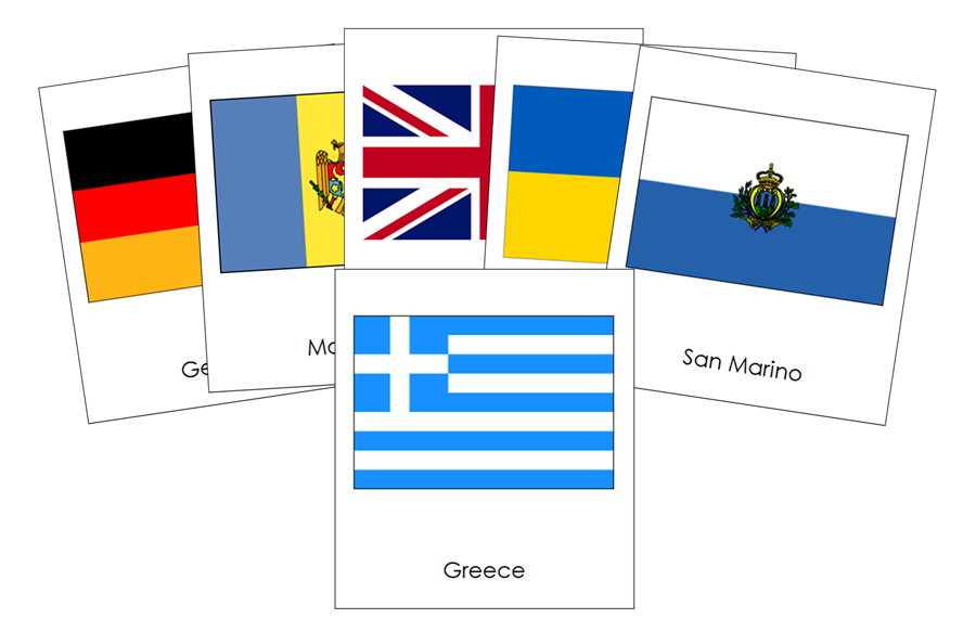 Flags of Europe 3-Part Cards by Montessori Print Shop
