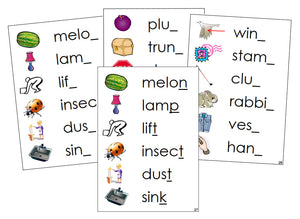 Montessori Step 2: Ending Sound Cards - Montessori phonetic language cards - Montessori Print Shop