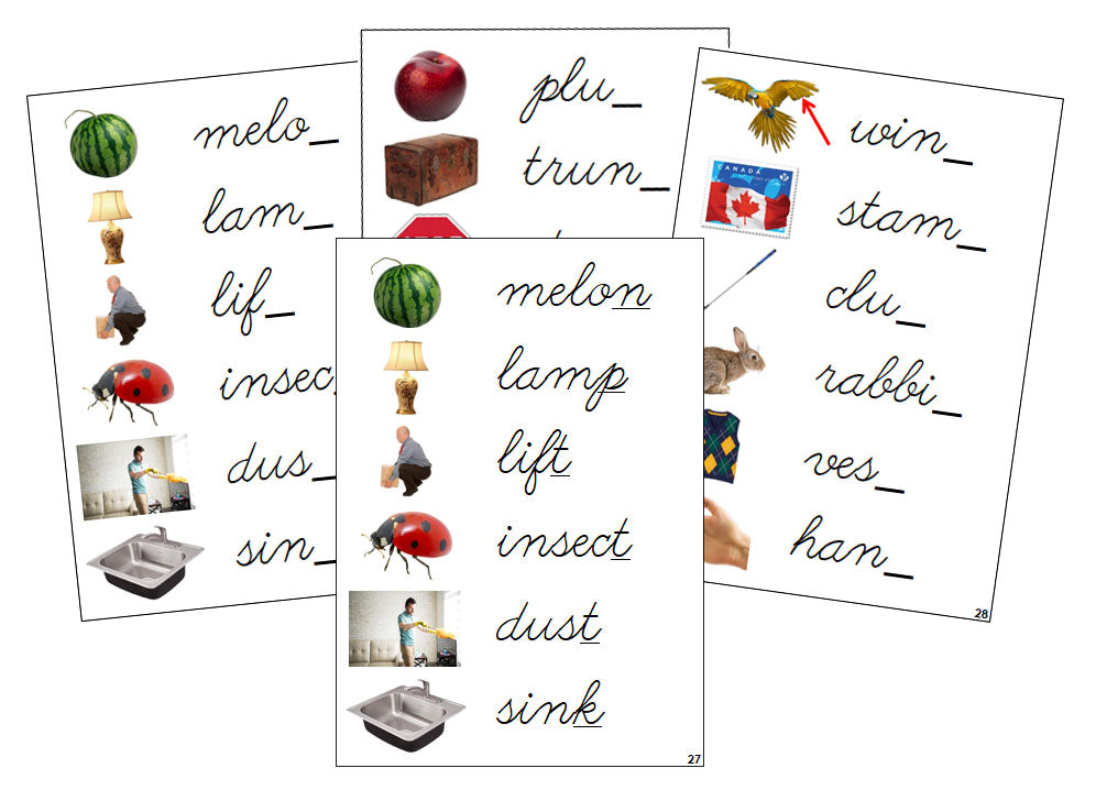 Programs Cursive Ending Sound Cards Step 2 (photos) CURSIVE - Montessori Print Shop ...