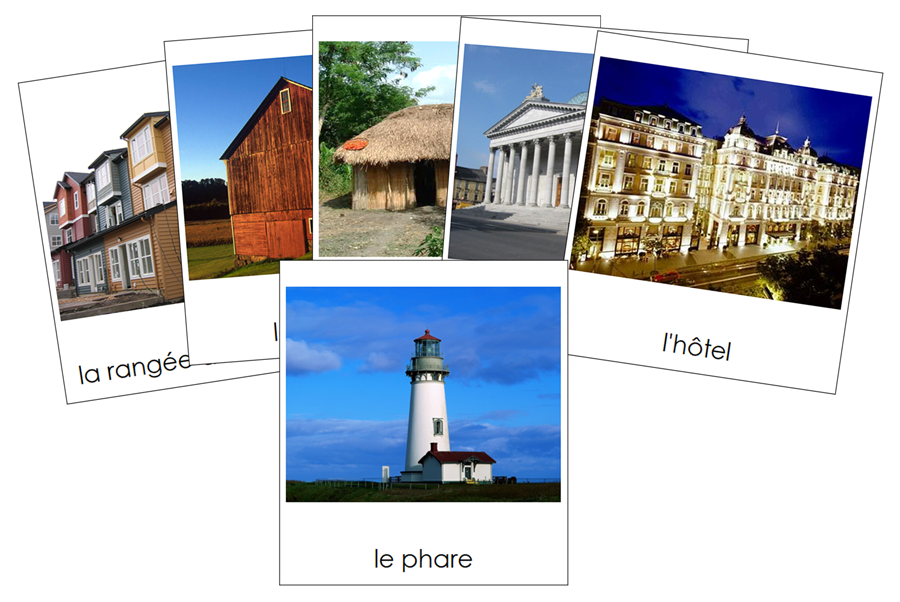 French - Buildings - Les bâtiments - Montessori Print Shop Digital Download