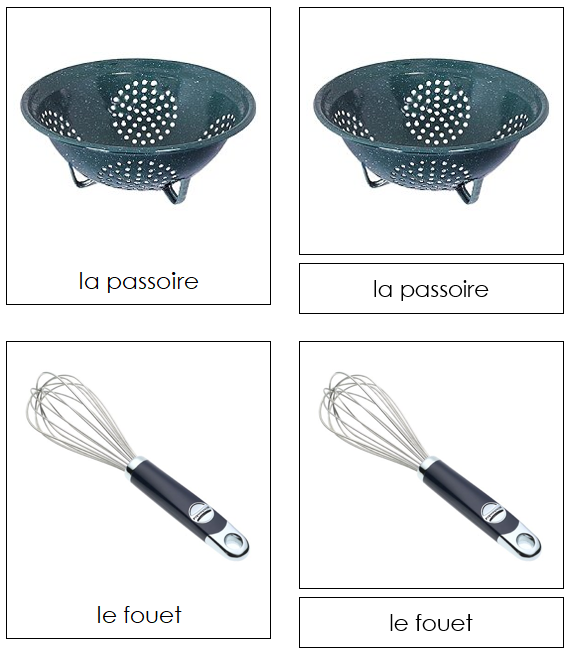 French - Cookware - Les cartes ustensiles de cuisine - Montessori Print Shop