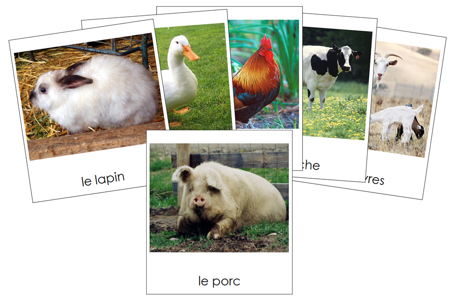 French - Farm Animals - Les animaux de ferme - Montessori Print Shop Digital Download