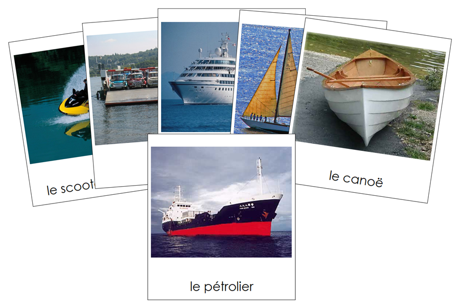French - Marine Transportation - Les cartes de transport maritime - Montessori Print Shop Digital Download