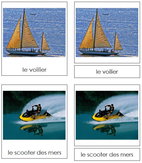 French - Marine Transportation - Les cartes de transport maritime - Montessori Print Shop