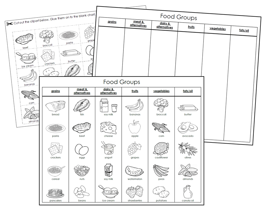 Food Groups Sorting Cut & Paste Blackline Masters - Montessori Print Shop Digital Download