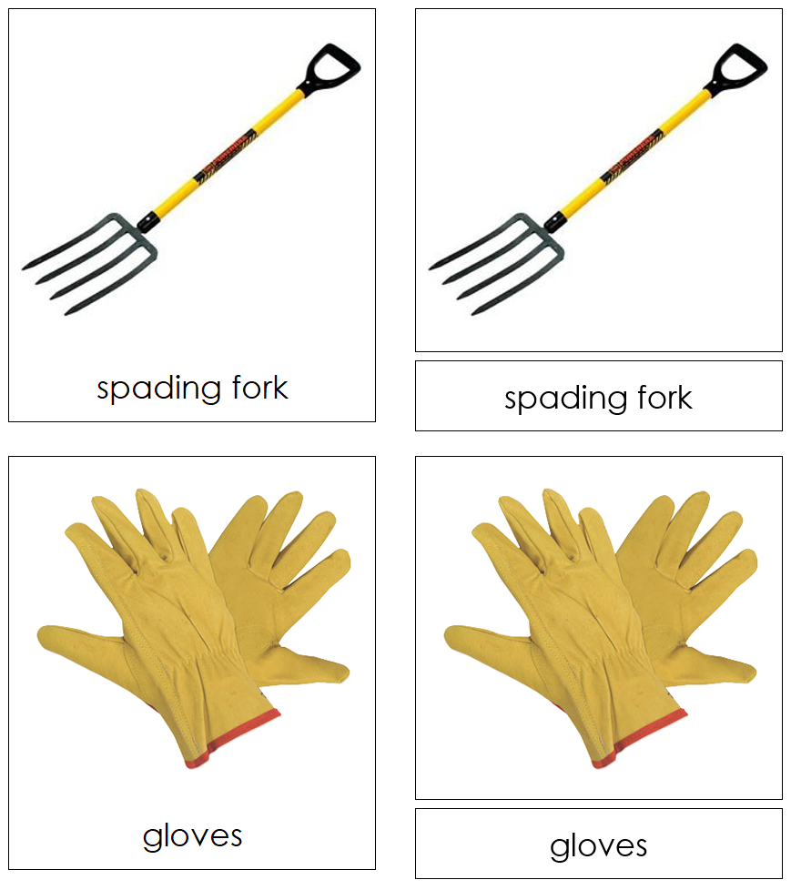 Types of Garden Tools 3-Part Cards by Montessori Print Shop
