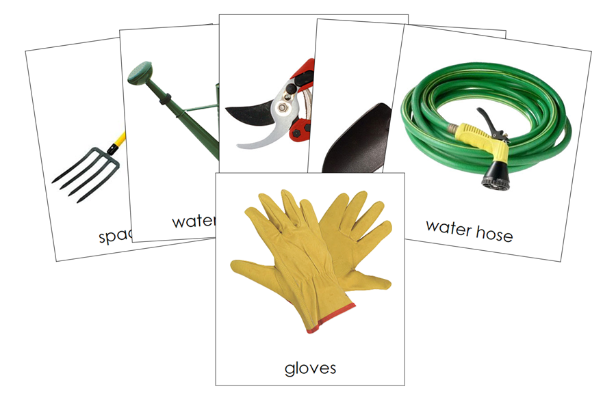 Types of Garden Tools 3-Part Cards by Montessori Print Shop
