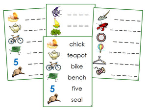 Montessori Green Phonogram Spelling Cards Set 1 - Montessori language cards - Montessori Print Shop