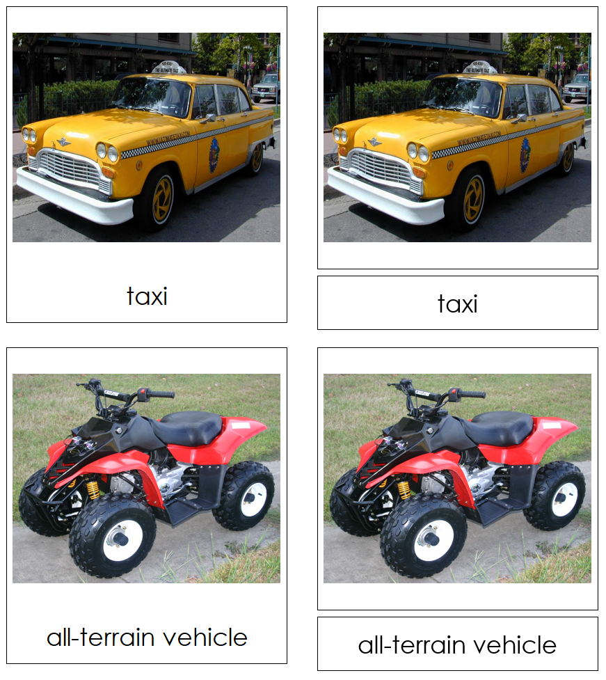 Types of Ground Transportation 3-Part Cards by Montessori Print Shop