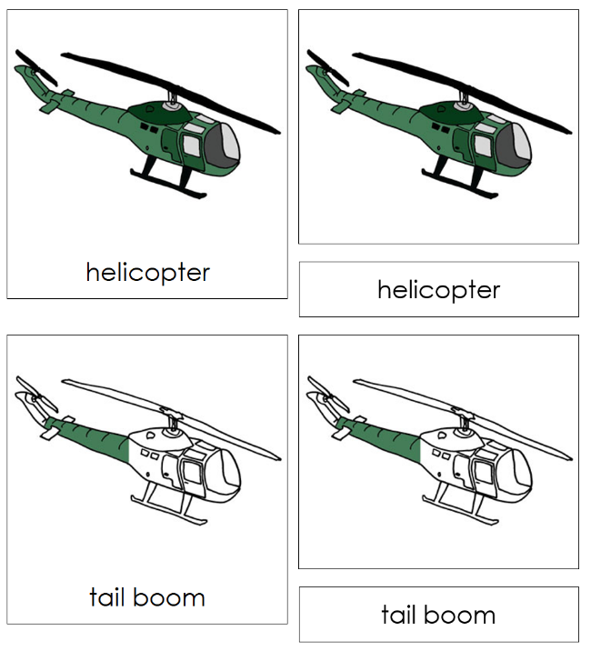 Parts of a Helicopter Nomenclature Cards by Montessori Print Shop