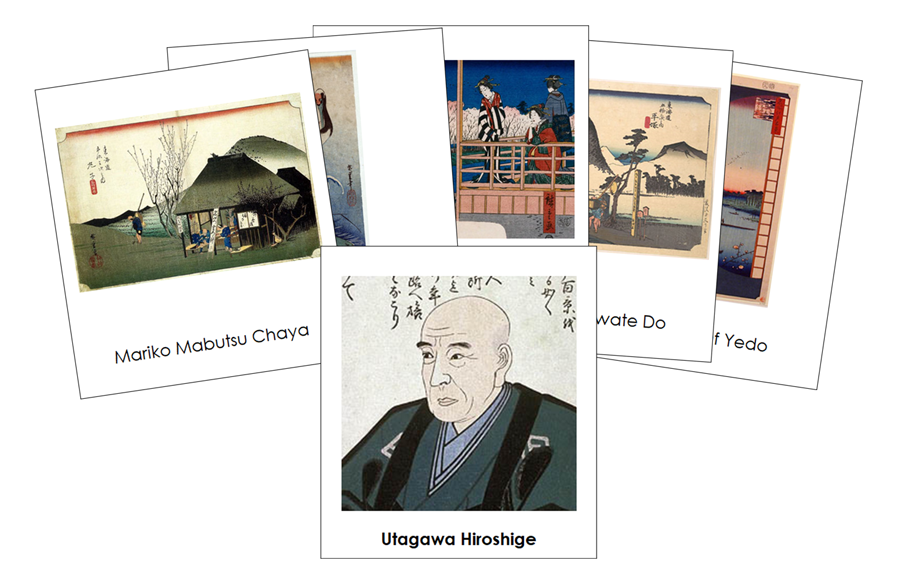 Utagawa Hiroshige 3-Part Art Cards - Montessori Print Shop Digital Download