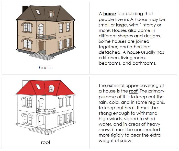 Parts of a House Nomenclature Book (red) - Montessori Print Shop Digital Download