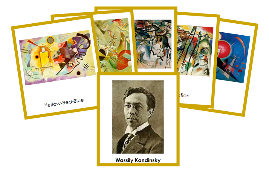 Wassily Kandinsky 3-Part Art Cards (color-coded) - Montessori Print Shop Digital Download