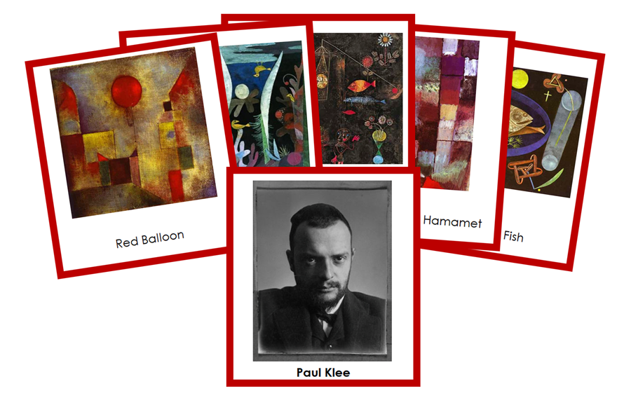 Paul Klee 3-Part Art Cards (color-coded) - Montessori Print Shop Digital Download