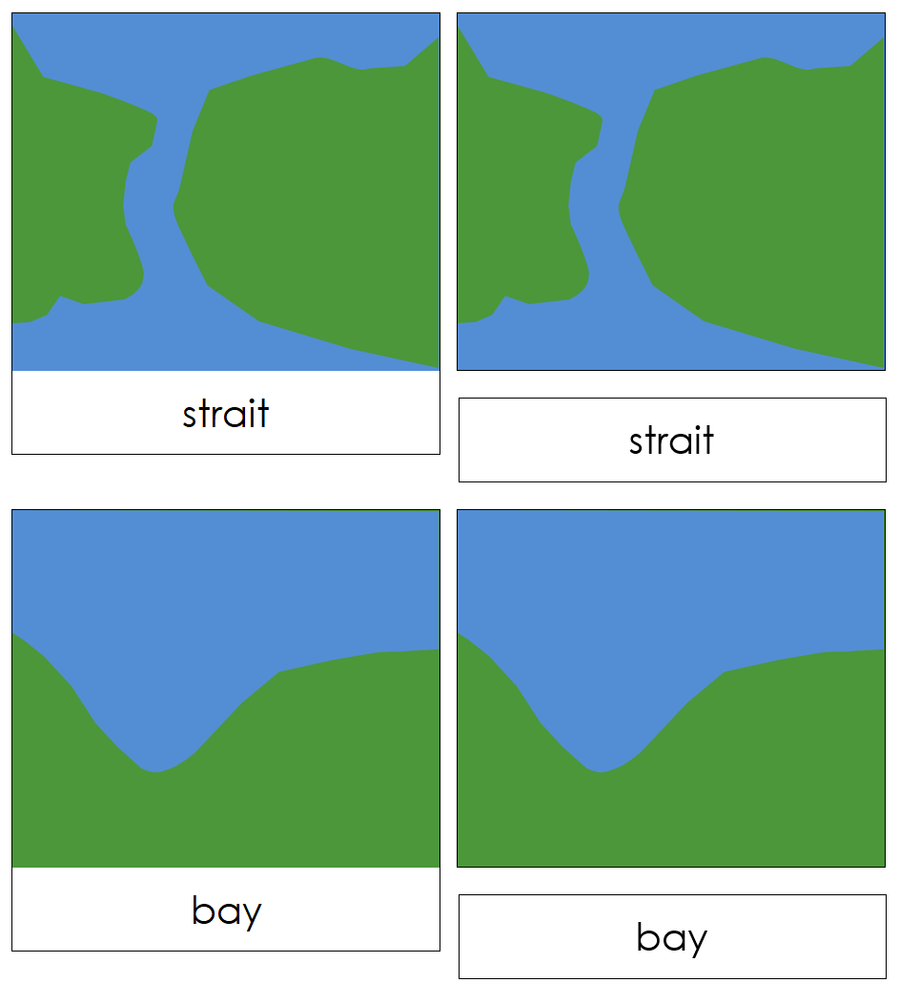 Land & Water Forms 3-Part Cards (b/g) by Montessori Print Shop