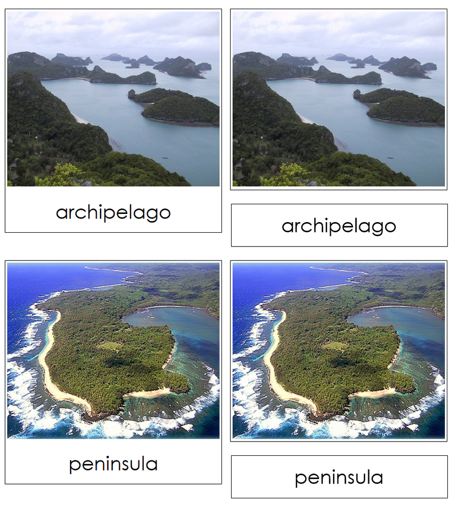 Land & Water Forms Photo 3-Part Cards by Montessori Print Shop