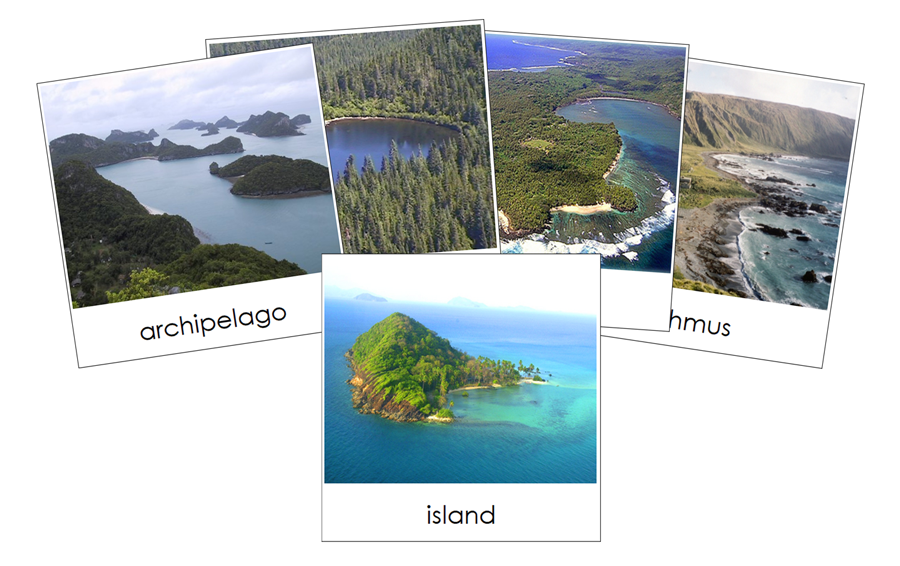Land & Water Forms Photo 3-Part Cards by Montessori Print Shop