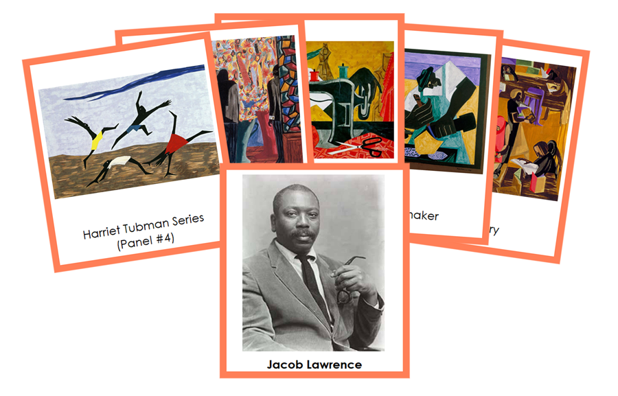 Jacob Lawrence 3-Part Art Cards (color borders) - Montessori Print Shop Digital Download