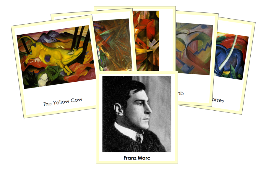 Franz Marc 3-Part Art Cards (color-coded) - Montessori Print Shop Digital Download