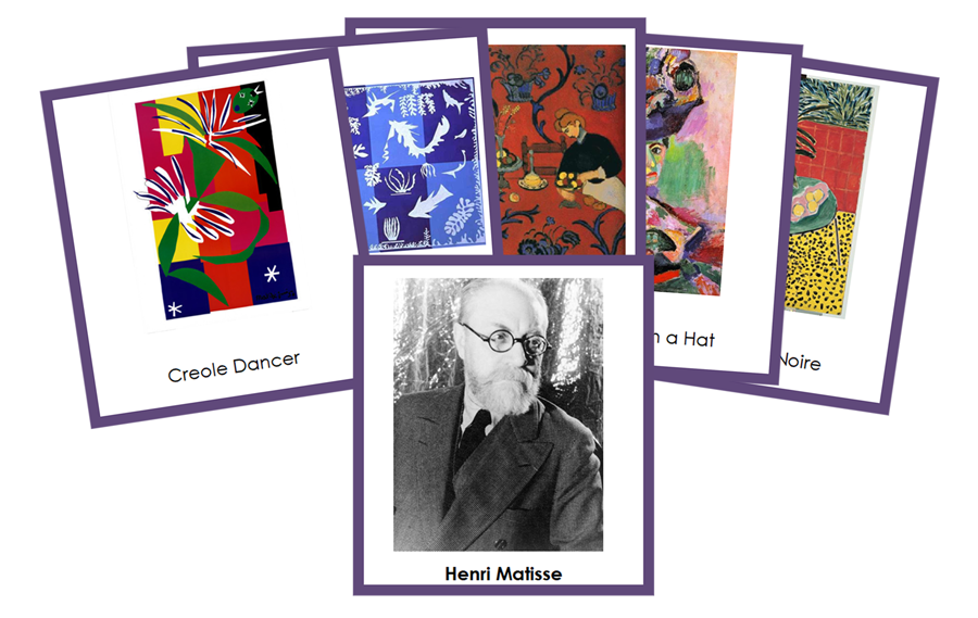 Henri Matisse 3-Part Art Cards (color-coded) - Montessori Print Shop Digital Download