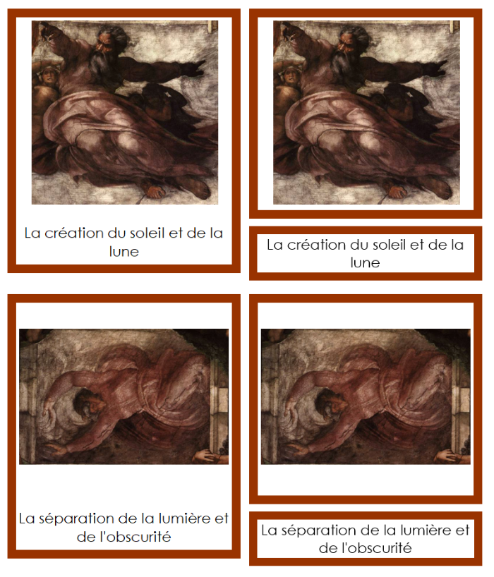 French - Michelangelo Art Cards (color-coded) - Montessori Print Shop Digital Download