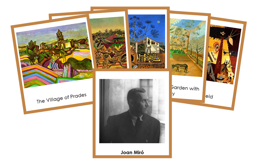 Joan Miro 3-Part Art Cards (color-coded) - Montessori Print Shop Digital Download