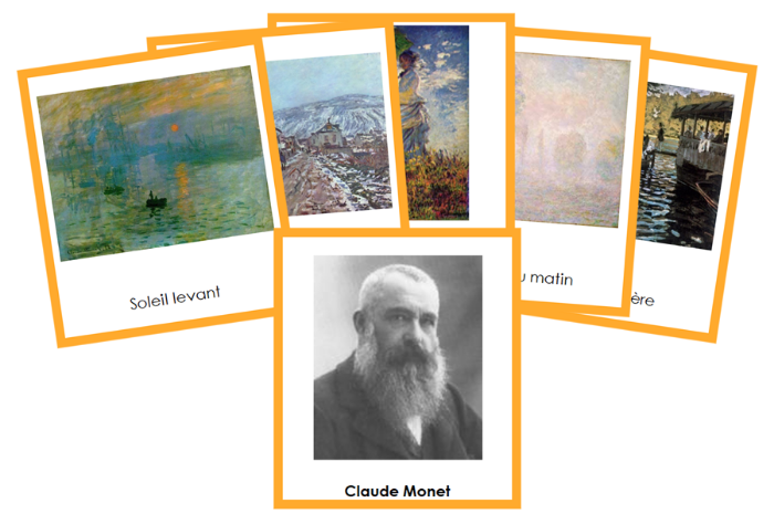 French - Claude Monet Art Cards (color-coded) - Montessori Print Shop Digital Download
