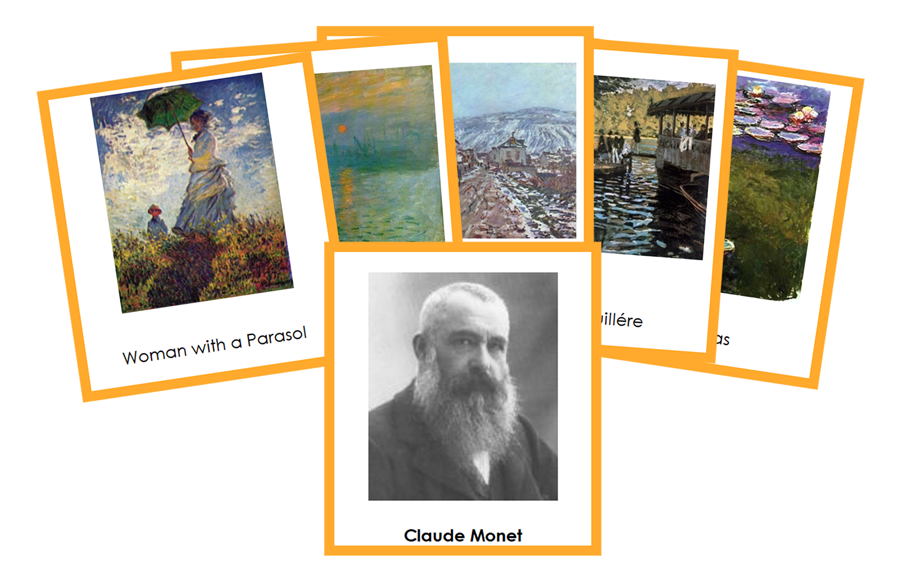 Claude Monet 3-Part Art Cards (color-coded) - Montessori Print Shop Digital Download