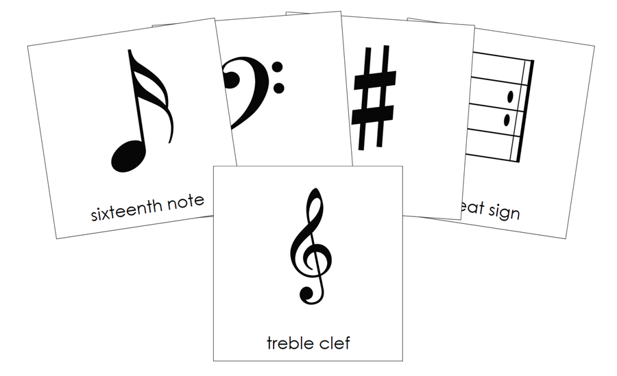 Musical Notes & Symbols 3-Part Nomenclature Cards by Montessori Print Shop