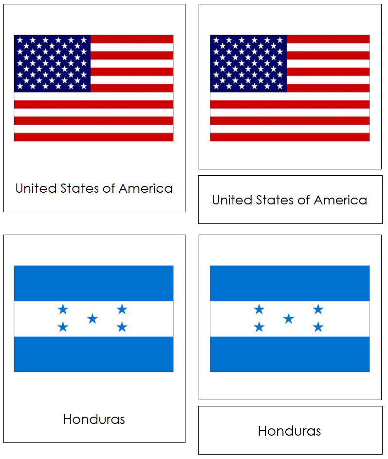 Flags of North America 3-Part Cards by Montessori Print Shop