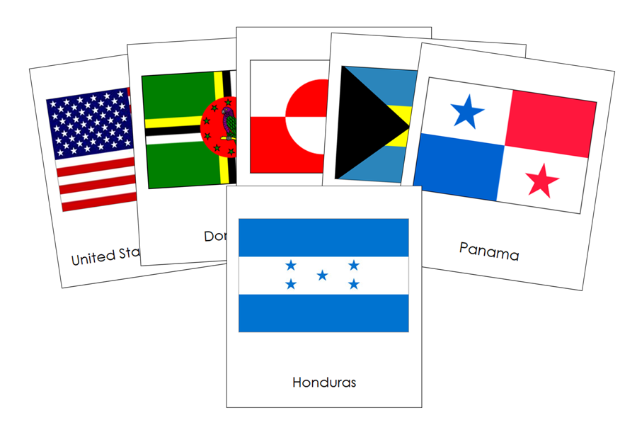 Flags of North America 3-Part Cards by Montessori Print Shop