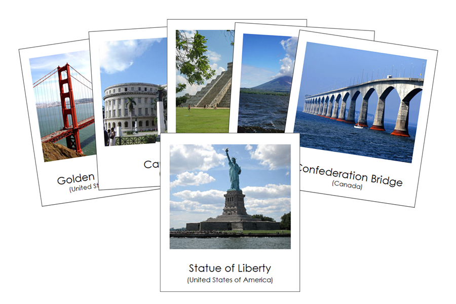 Landmarks of North America 3-Part Cards by Montessori Print Shop