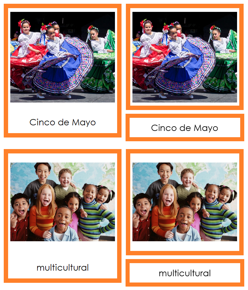 Culture of North America 3-Part Cards (color-coded) by Montessori Print Shop