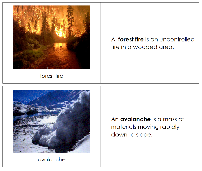 Types of Natural Disasters Book - Montessori Print Shop Digital Download