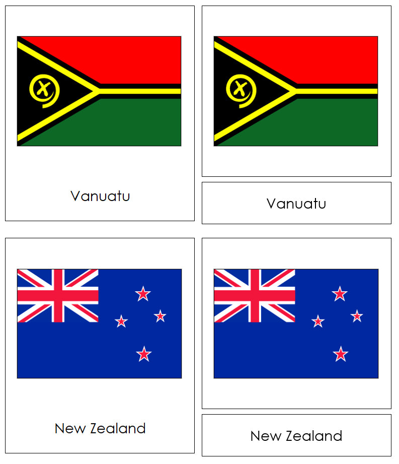 Flags of Oceania 3-Part Cards by Montessori Print Shop