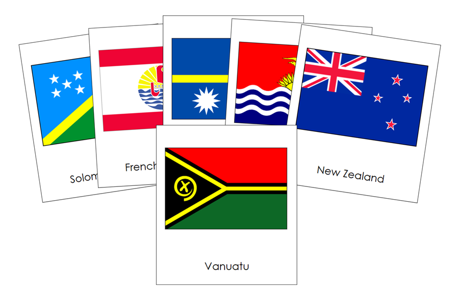 Flags of Oceania 3-Part Cards by Montessori Print Shop