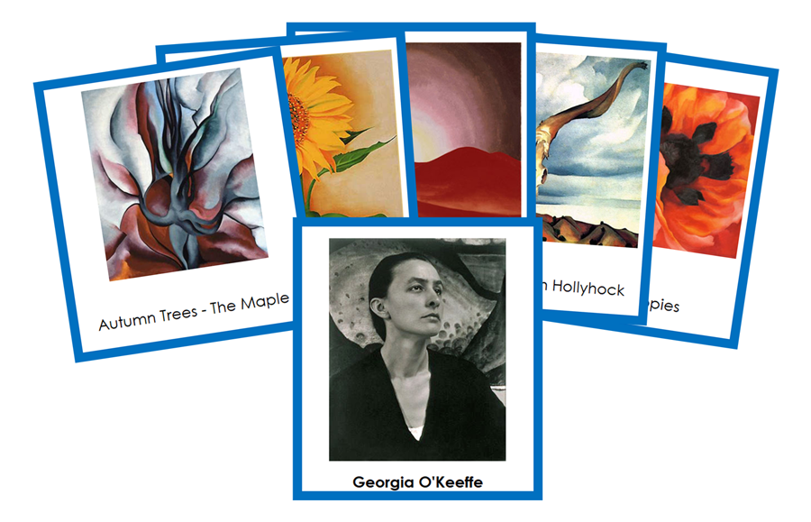 Georgia O'Keeffe 3-Part Art Cards (color-coded) - Montessori Print Shop Digital Download