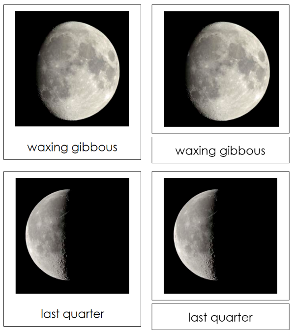 Phases of the Moon Cards & Charts - Montessori Print Shop Digital Download astronomy cards