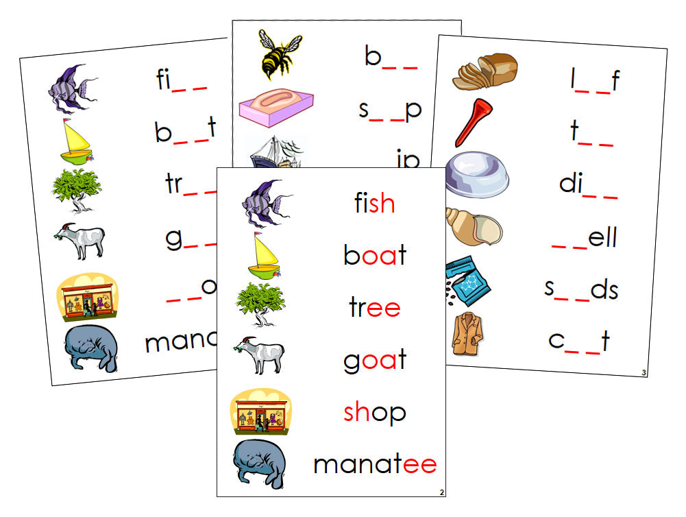 Montessori Step 3: Phonogram Sound Cards Set 1 - Montessori language cards - Montessori Print Shop