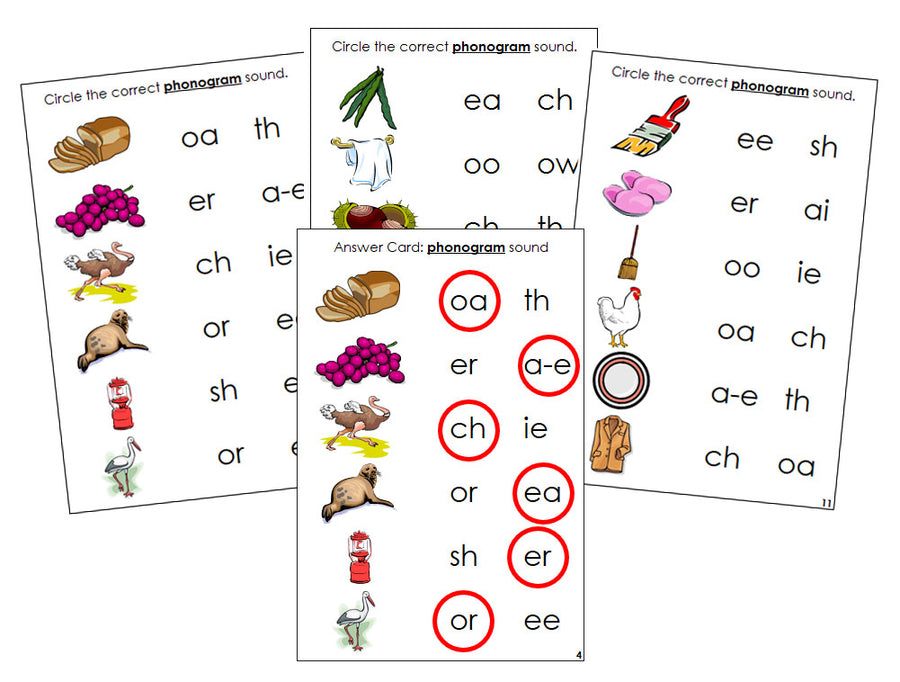 Montessori Step 3: Phonogram Sound Choice Cards Set 1 - Montessori language cards - Montessori Print Shop