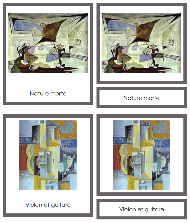French - Pablo Picasso Art Cards (borders) - Montessori Print Shop