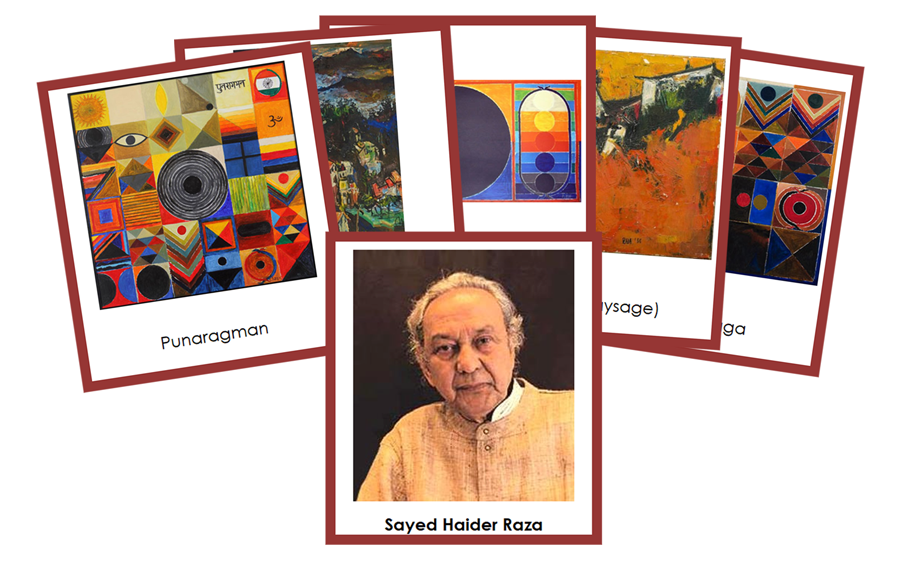 Sayed Haider Raza 3-Part Art Cards (color-coded) - Montessori Print Shop Digital Download