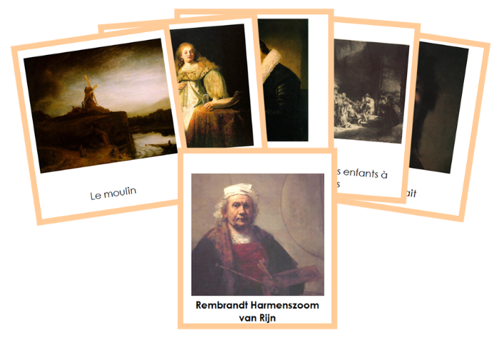 French - Rembrandt Art Cards (color-coded) - Montessori Print Shop Digital Download