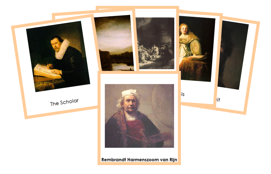 Rembrandt 3-Part Art Cards (color-coded) - Montessori Print Shop Digital Download
