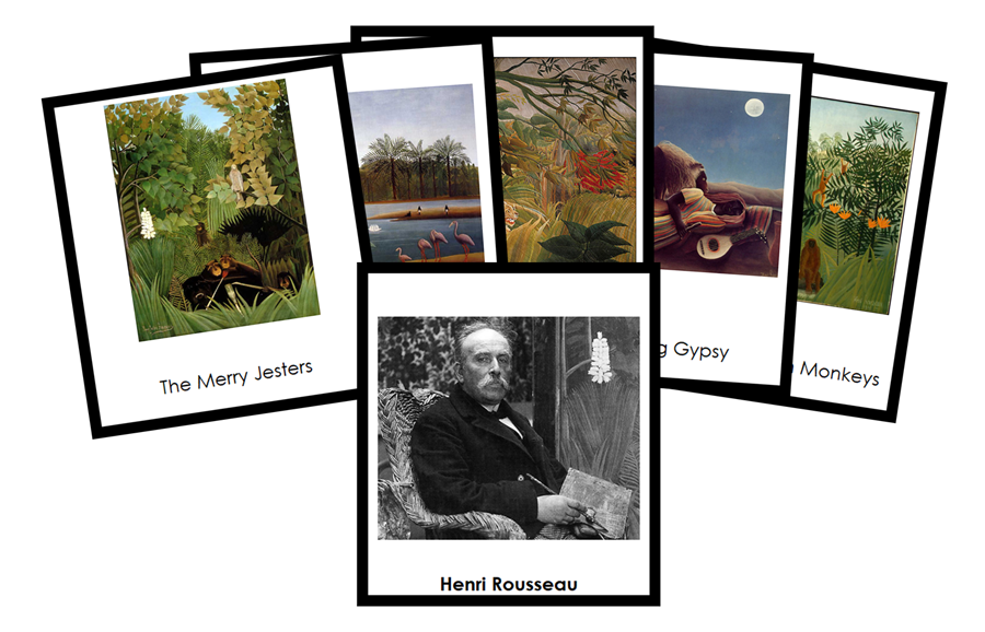 Henri Rousseau 3-Part Art Cards (color-coded) - Montessori Print Shop Digital Download