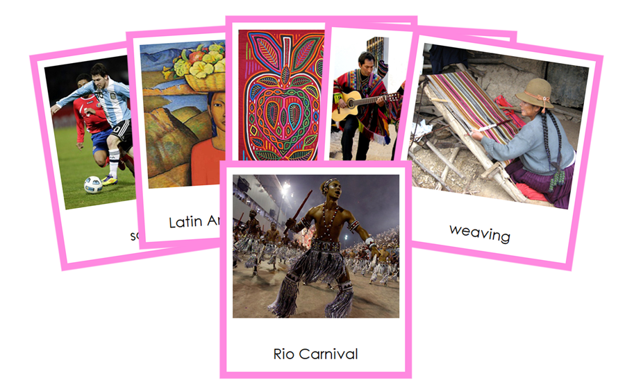 Culture of South America 3-Part Cards (color-coded) by Montessori Print Shop