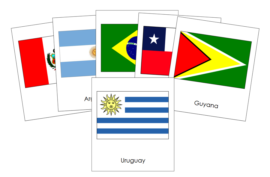 Flags of South America 3-Part Cards by Montessori Print Shop