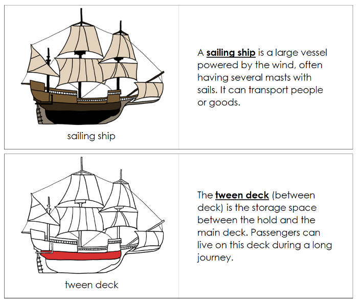 Sailing Ship Nomenclature Book (red) - Montessori Print Shop Digital Download
