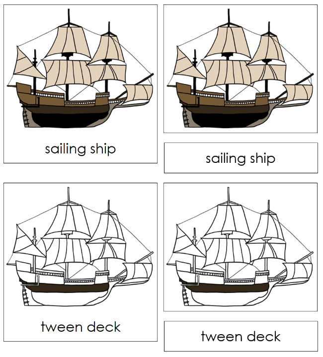 Parts of a Sailing Ship 3-Part Nomenclature Cards - Montessori Print Shop Digital Download